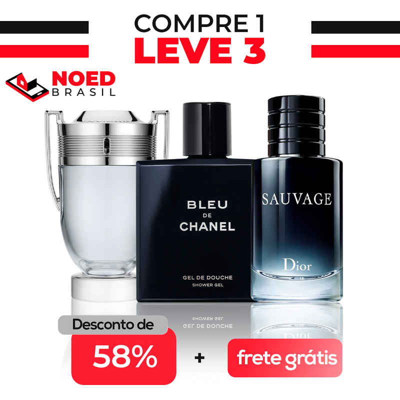 Kit 3 Perfumes Masculinos Importados (100ml cada) - Sauvage Dior | Bleu  de Chanel | Invictus [OFERTA VÁLIDA ATÉ DOMINGO]