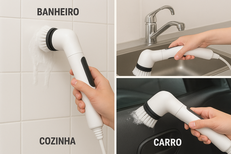 Escova Elétrica de Limpeza 9 em 1 – Sem Fio, Recarregável e Ajustável