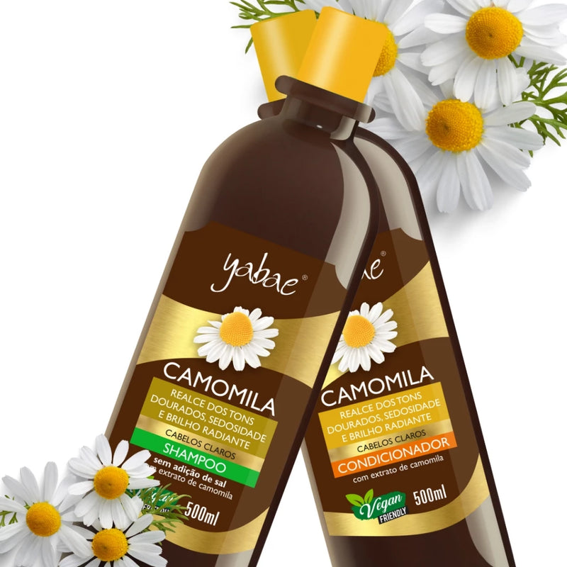 Cabelos Iluminados com Camomila | Kit Yabae com 1 Shampoo + 1 Condicionador